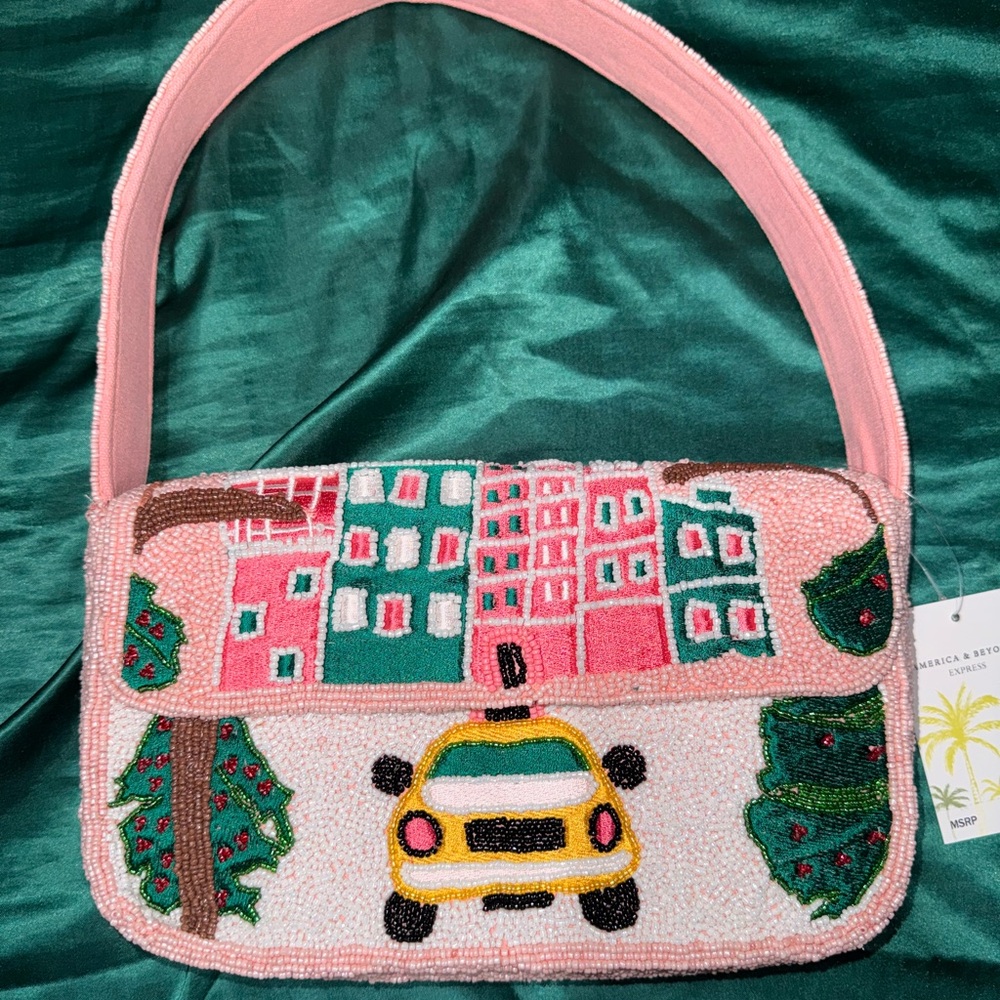 New York Christmas Beaded Handbag
